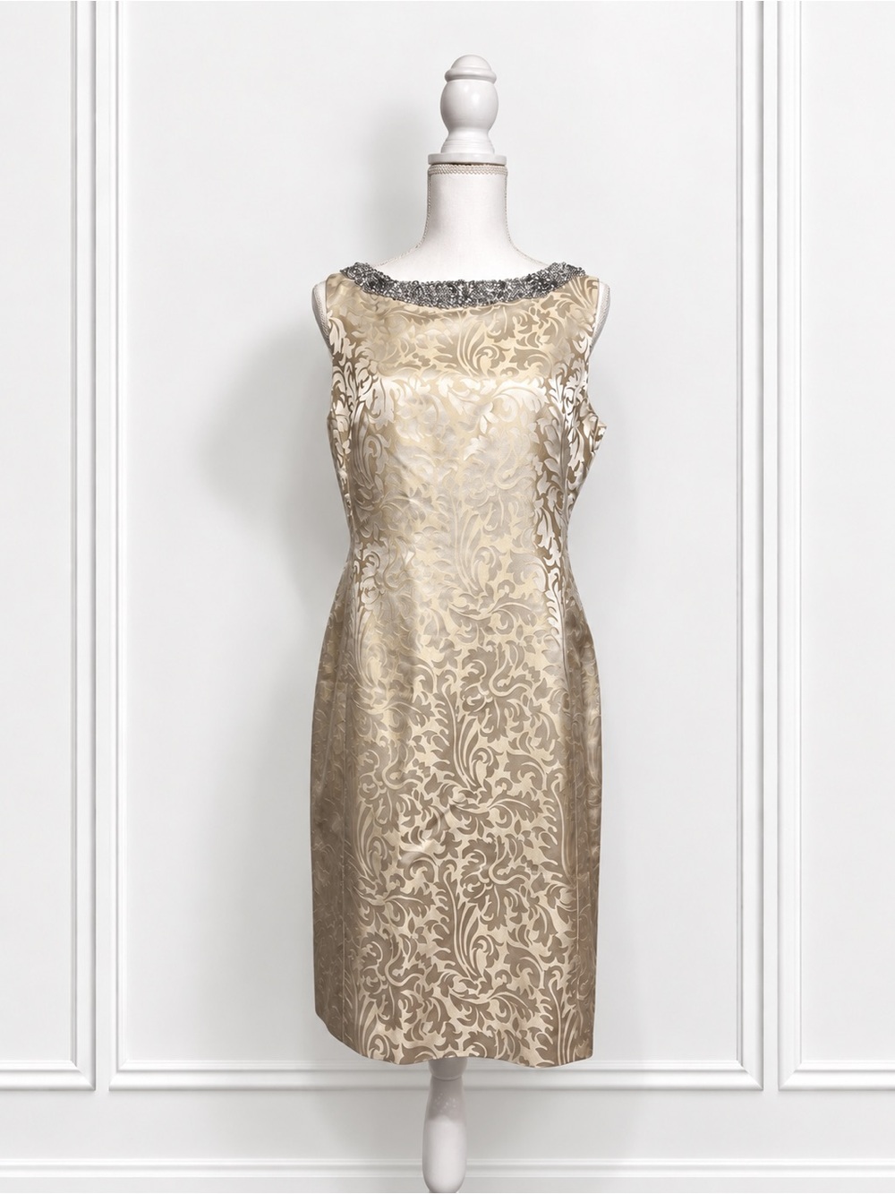Vintage Y2K Banana Republic Silk Beaded Jacquard Cocktail Dress Size 10 - Picture 3 of 10